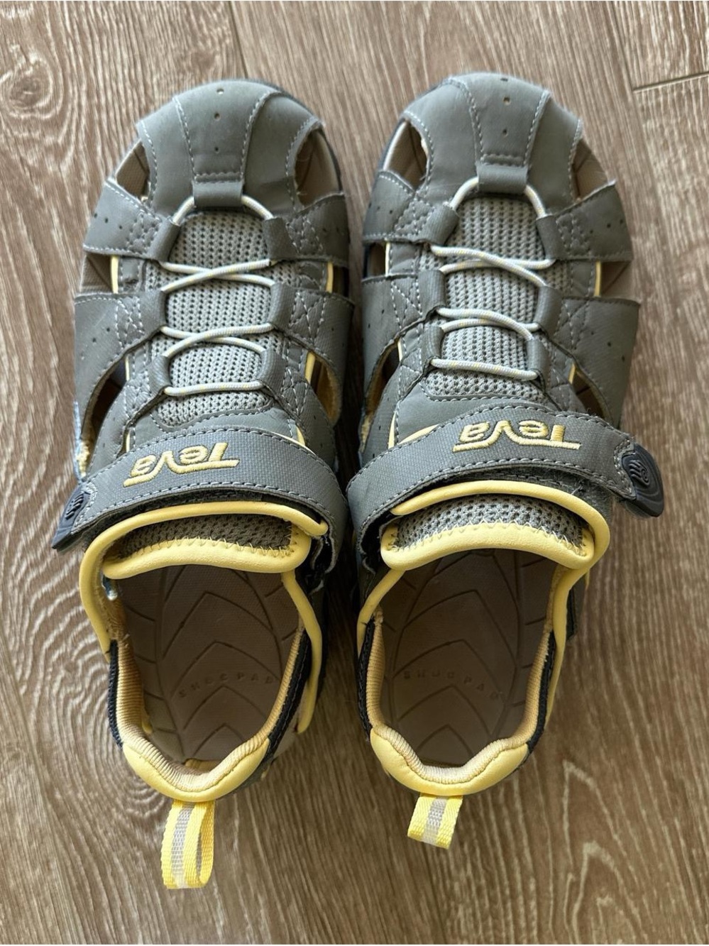 Teva Grey and Yellow Women's Closed-Toe Sport Sandals